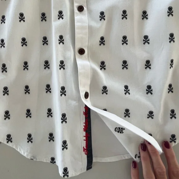 Robert Graham Skull & Crossbones SoCal Sport Shirt Tailored Slim Fit Medium - Picture 14 of 16